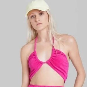 Wild fable vibrant pink towel terry dolphin tiny halter top size xxl
